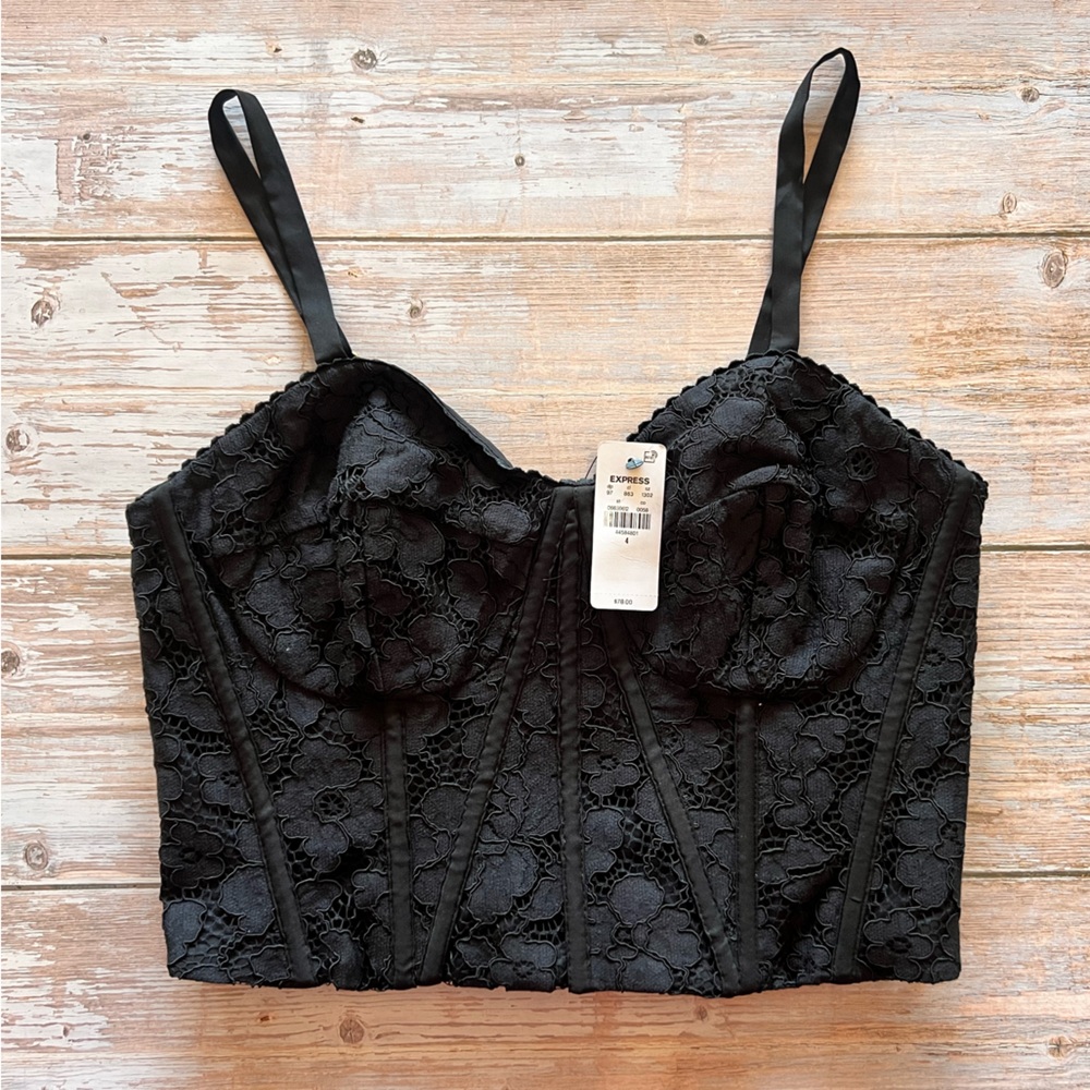 Express Black Lace Bustier Top